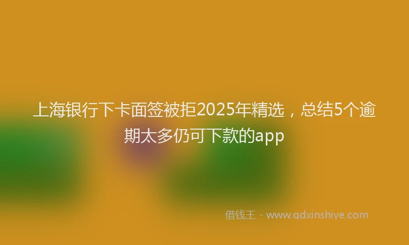 上海银行下卡面签被拒2025年精选，总结5个逾期太多仍可下款的app