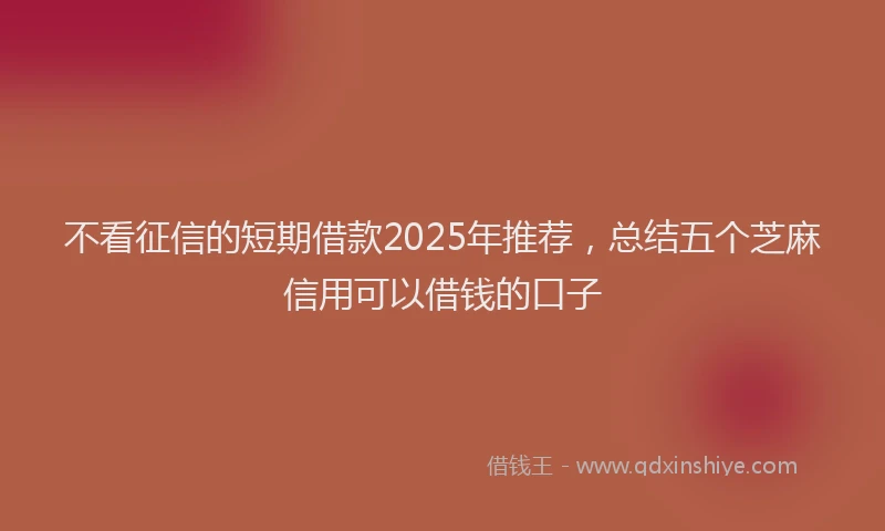 不看征信的短期借款2025年推荐，总结五个芝麻信用可以借钱的口子