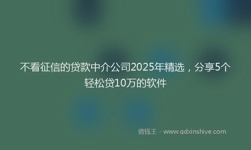 不看征信的贷款中介公司2025年精选，分享5个轻松贷10万的软件