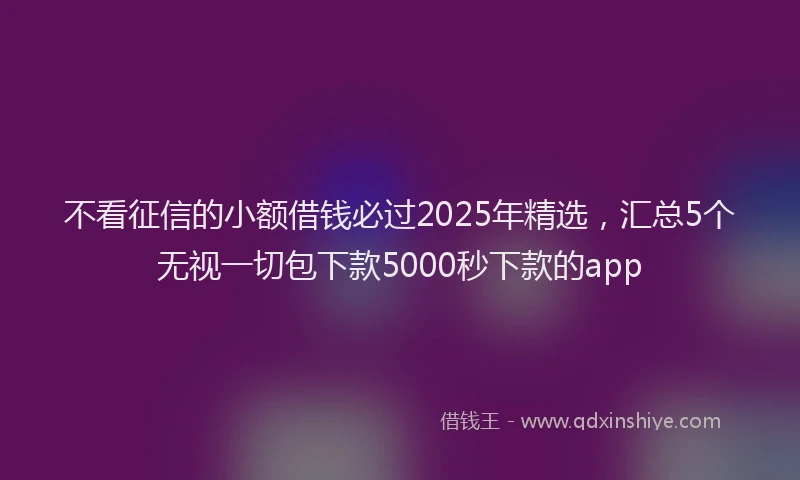 不看征信的小额借钱必过2025年精选，汇总5个无视一切包下款5000秒下款的app