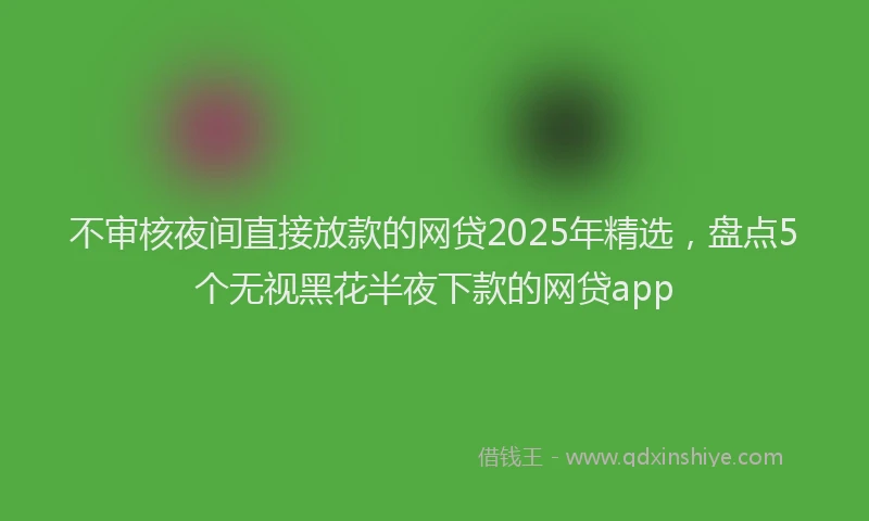 不审核夜间直接放款的网贷2025年精选，盘点5个无视黑花半夜下款的网贷app