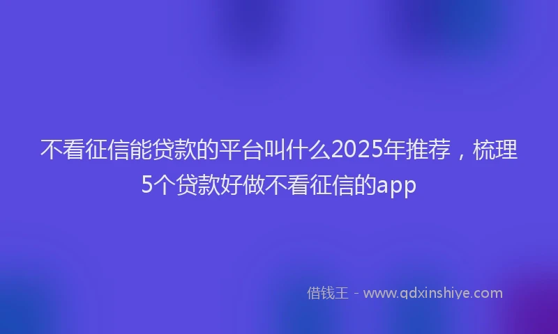 不看征信能贷款的平台叫什么2025年推荐,梳理5个贷款好做不看征信的app