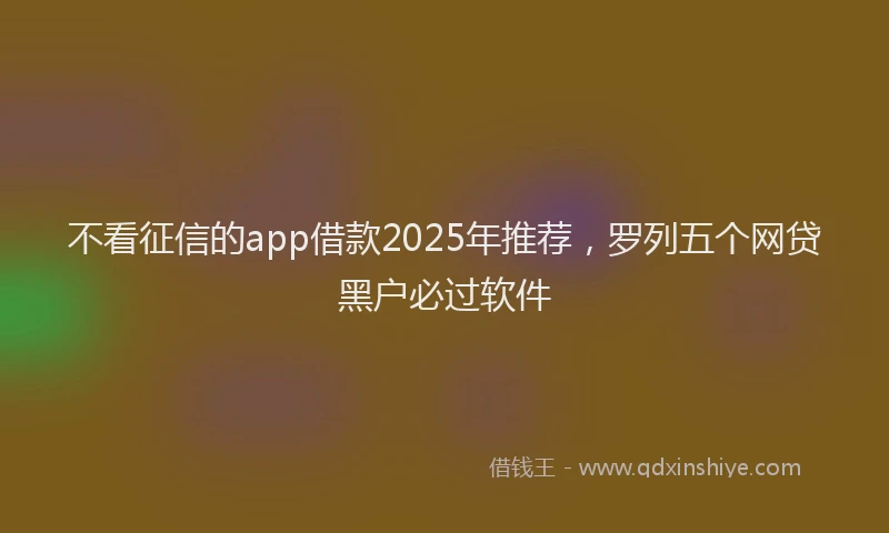 不看征信的app借款2025年推荐，罗列五个网贷黑户必过软件