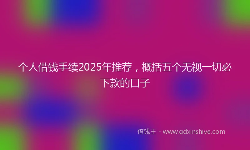 个人借钱手续2025年推荐，概括五个无视一切必下款的口子