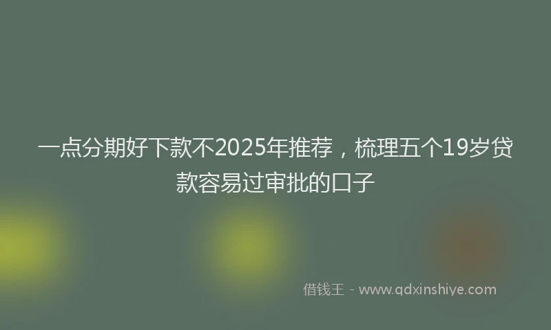 一点分期好下款不2025年推荐，梳理五个19岁贷款容易过审批的口子