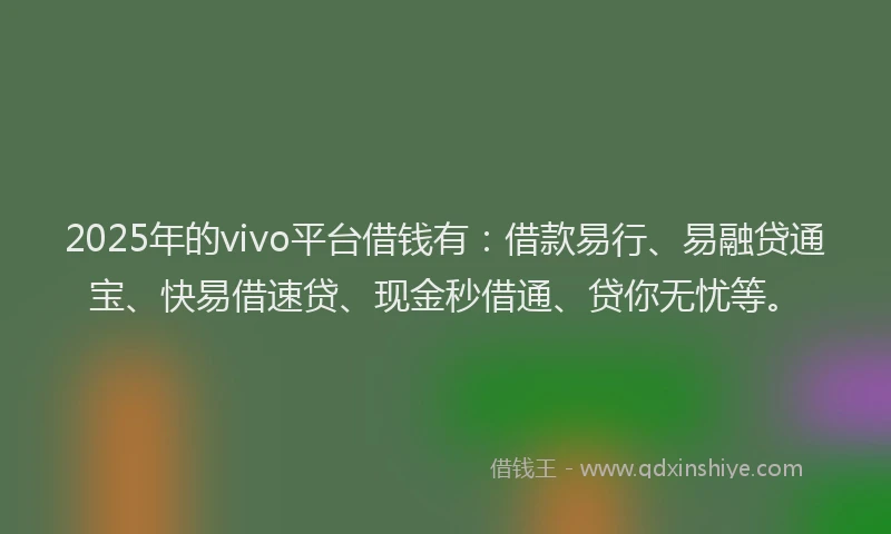 2025年的vivo平台借钱有：借款易行、易融贷通宝、快易借速贷、现金秒借通、贷你无忧等。