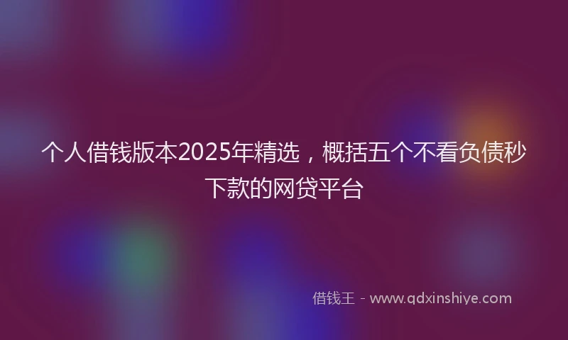 个人借钱版本2025年精选，概括五个不看负债秒下款的网贷平台
