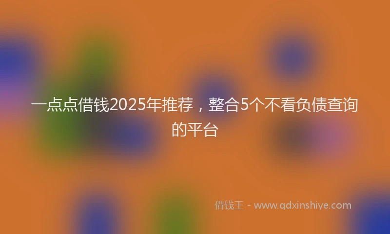 一点点借钱2025年推荐，整合5个不看负债查询的平台