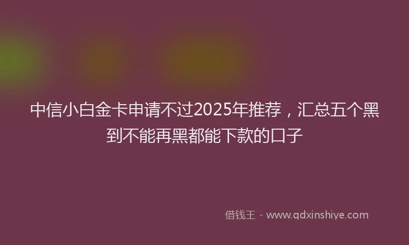 中信小白金卡申请不过2025年推荐，汇总五个黑到不能再黑都能下款的口子