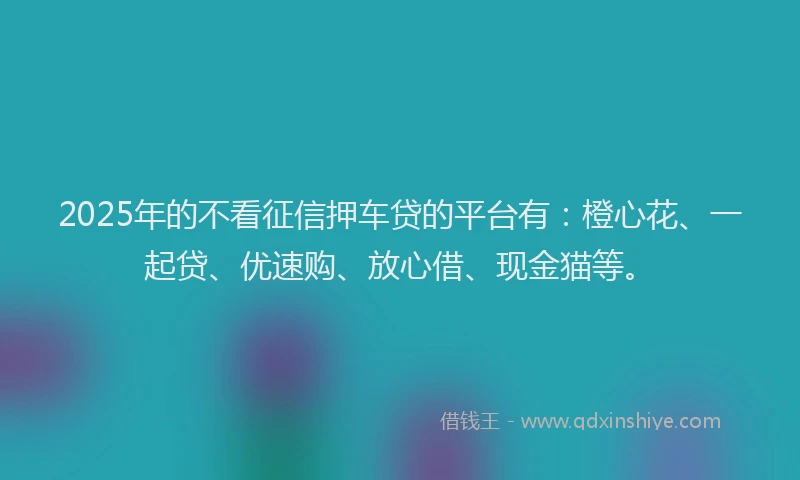 2025年的不看征信押车贷的平台有：橙心花、一起贷、优速购、放心借、现金猫等。