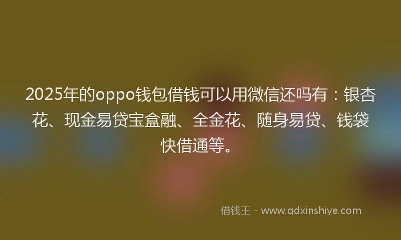 2025年的oppo钱包借钱可以用微信还吗有：银杏花、现金易贷宝盒融、全金花、随身易贷、钱袋快借通等。