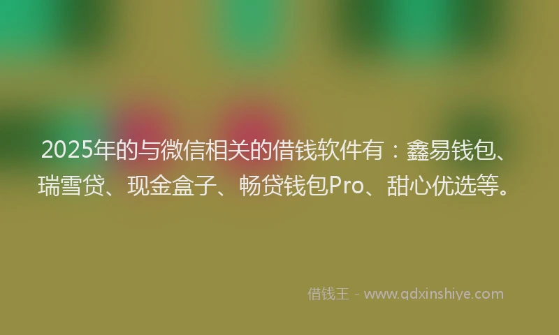2025年的与微信相关的借钱软件有：鑫易钱包、瑞雪贷、现金盒子、畅贷钱包Pro、甜心优选等。