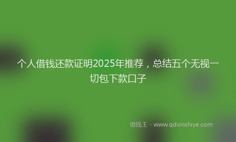 个人借钱还款证明2025年推荐，总结五个无视一切包下款口子