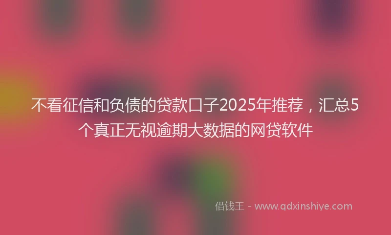 不看征信和负债的贷款口子2025年推荐，汇总5个真正无视逾期大数据的网贷软件