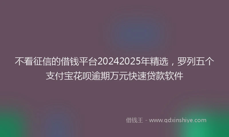 不看征信的借钱平台20242025年精选，罗列五个支付宝花呗逾期万元快速贷款软件