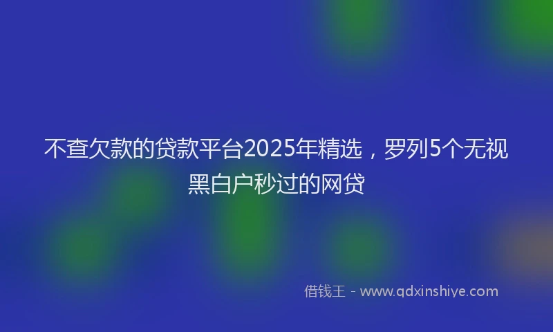 不查欠款的贷款平台2025年精选，罗列5个无视黑白户秒过的网贷