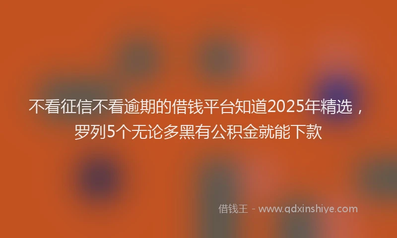 不看征信不看逾期的借钱平台知道2025年精选，罗列5个无论多黑有公积金就能下款