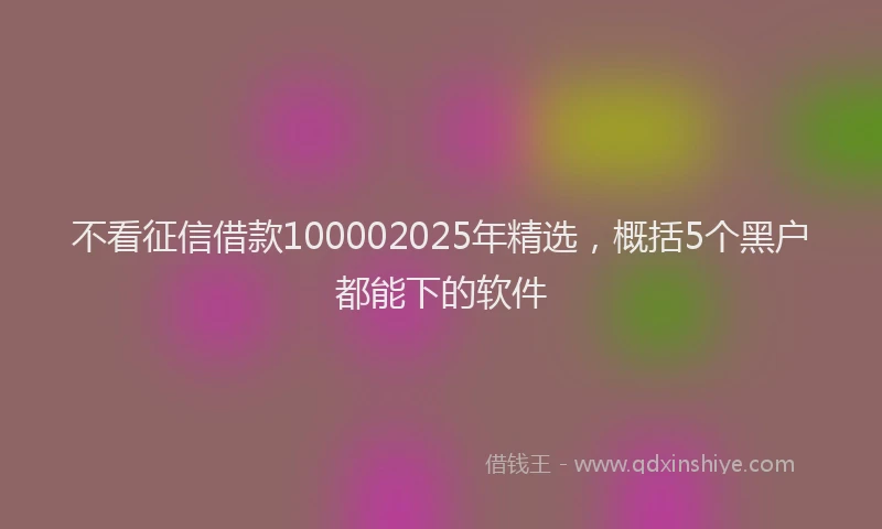 不看征信借款100002025年精选，概括5个黑户都能下的软件