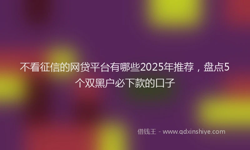 不看征信的网贷平台有哪些2025年推荐，盘点5个双黑户必下款的口子