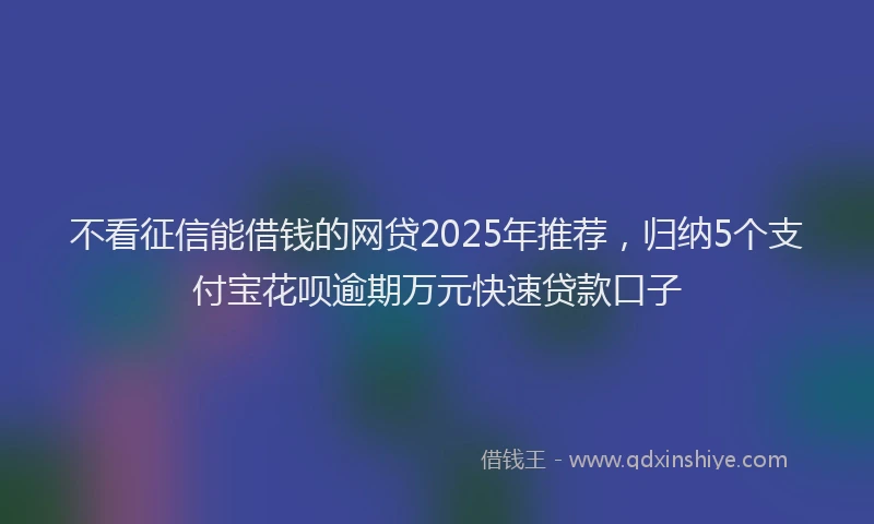 不看征信能借钱的网贷2025年推荐，归纳5个支付宝花呗逾期万元快速贷款口子