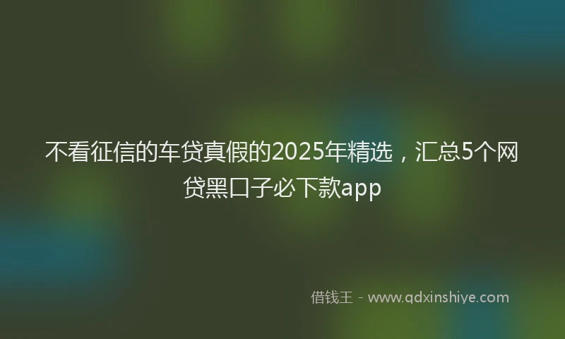不看征信的车贷真假的2025年精选，汇总5个网贷黑口子必下款app