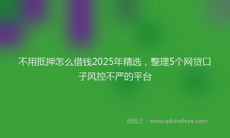 不用抵押怎么借钱2025年精选，整理5个网贷口子风控不严的平台