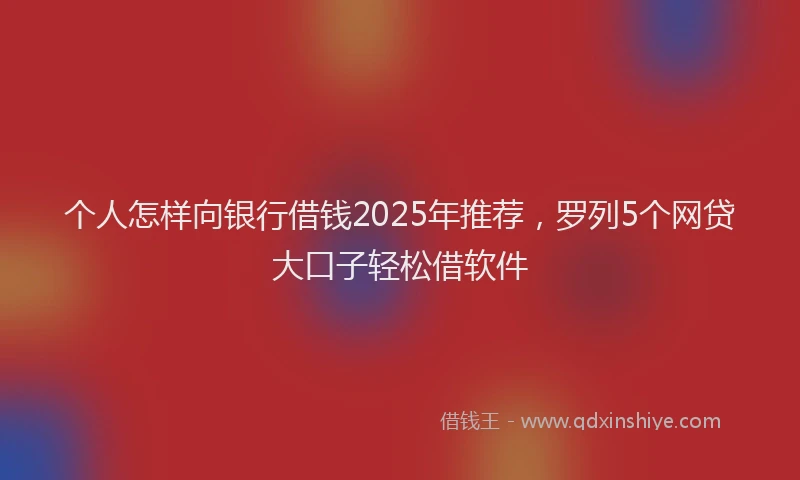 个人怎样向银行借钱2025年推荐，罗列5个网贷大口子轻松借软件