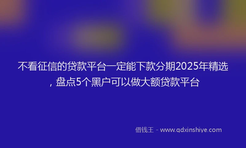 不看征信的贷款平台一定能下款分期2025年精选，盘点5个黑户可以做大额贷款平台