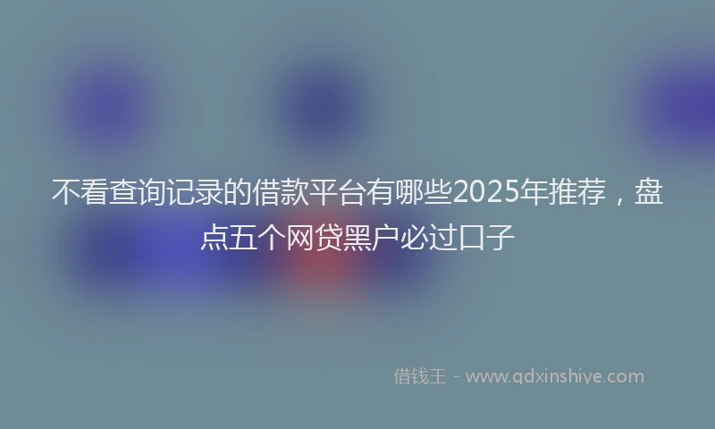 不看查询记录的借款平台有哪些2025年推荐，盘点五个网贷黑户必过口子
