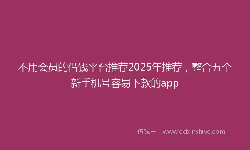 不用会员的借钱平台推荐2025年推荐，整合五个新手机号容易下款的app