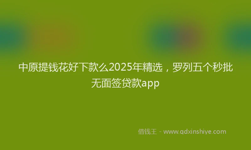 中原提钱花好下款么2025年精选，罗列五个秒批无面签贷款app