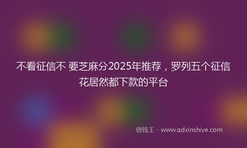 不看征信不 要芝麻分2025年推荐，罗列五个征信花居然都下款的平台