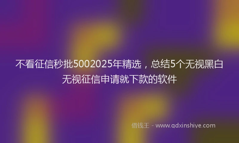 不看征信秒批5002025年精选，总结5个无视黑白无视征信申请就下款的软件