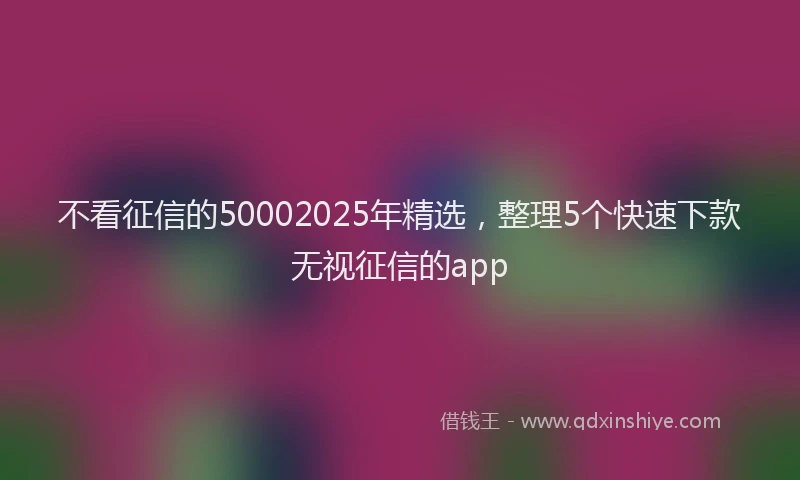 不看征信的50002025年精选，整理5个快速下款无视征信的app