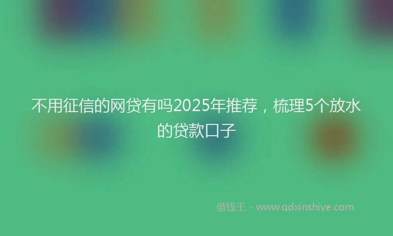 不用征信的网贷有吗2025年推荐，梳理5个放水的贷款口子