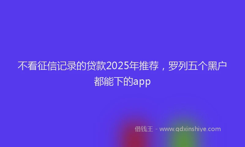 不看征信记录的贷款2025年推荐，罗列五个黑户都能下的app