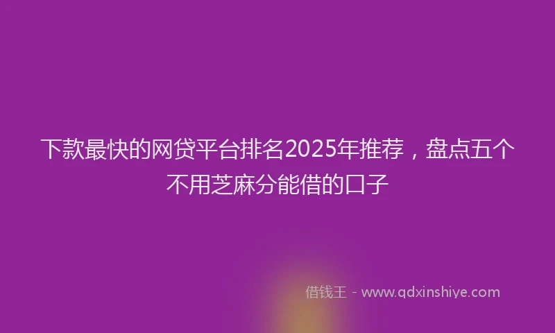 下款最快的网贷平台排名2025年推荐，盘点五个不用芝麻分能借的口子