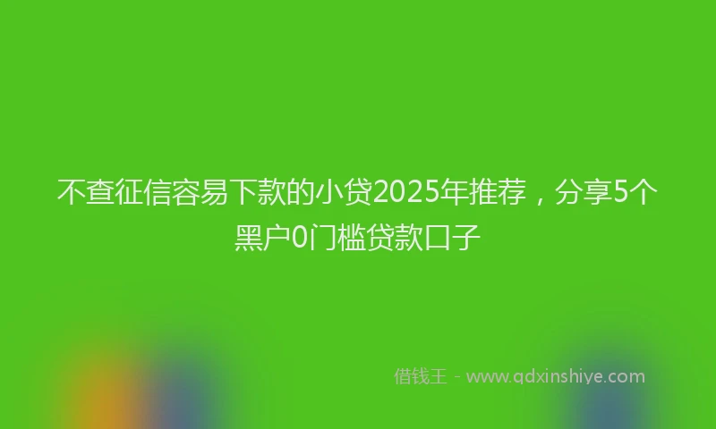 不查征信容易下款的小贷2025年推荐，分享5个黑户0门槛贷款口子