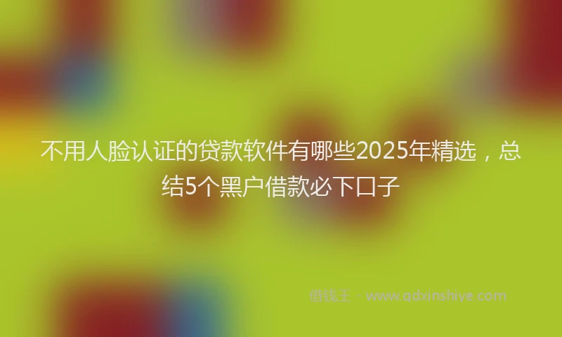 不用人脸认证的贷款软件有哪些2025年精选，总结5个黑户借款必下口子