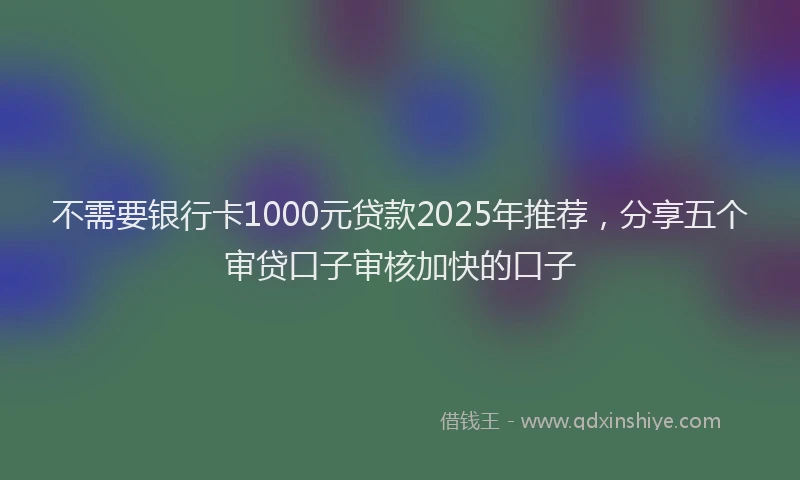不需要银行卡1000元贷款2025年推荐，分享五个审贷口子审核加快的口子