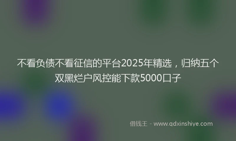 不看负债不看征信的平台2025年精选，归纳五个双黑烂户风控能下款5000口子