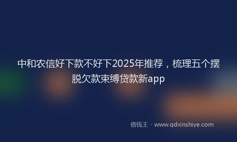 中和农信好下款不好下2025年推荐，梳理五个摆脱欠款束缚贷款新app