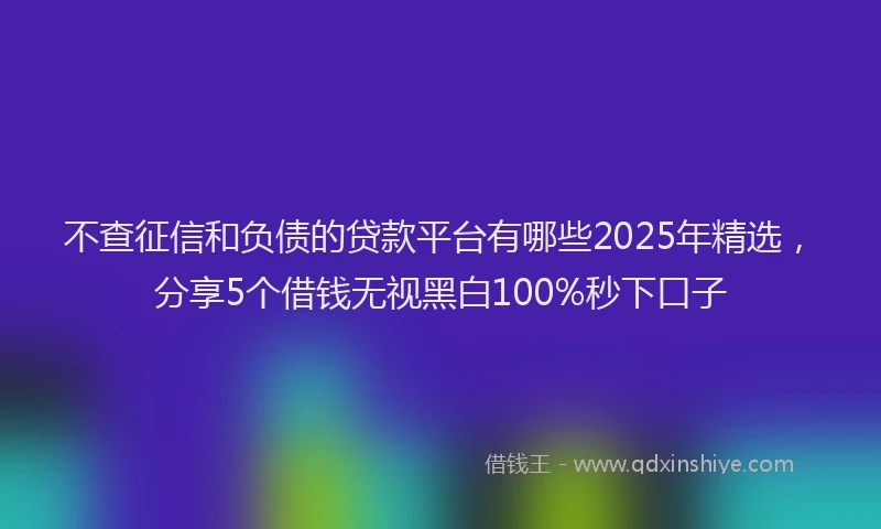 不查征信和负债的贷款平台有哪些2025年精选，分享5个借钱无视黑白100%秒下口子