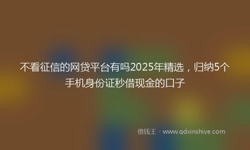 不看征信的网贷平台有吗2025年精选，归纳5个手机身份证秒借现金的口子