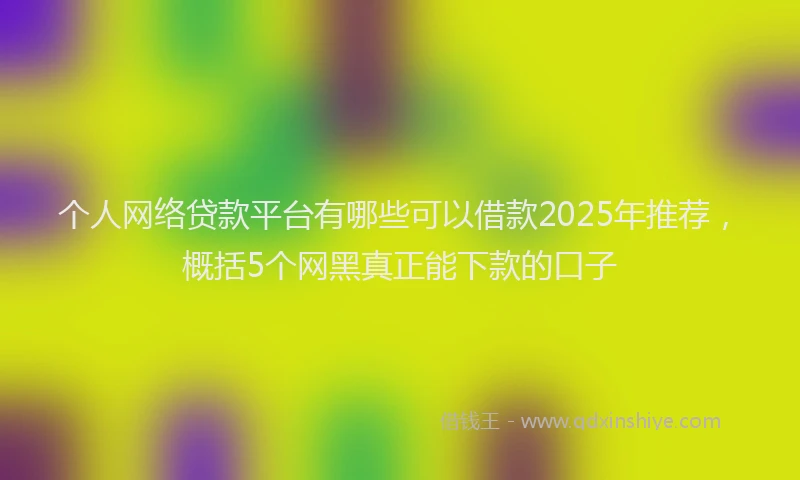 个人网络贷款平台有哪些可以借款2025年推荐，概括5个网黑真正能下款的口子