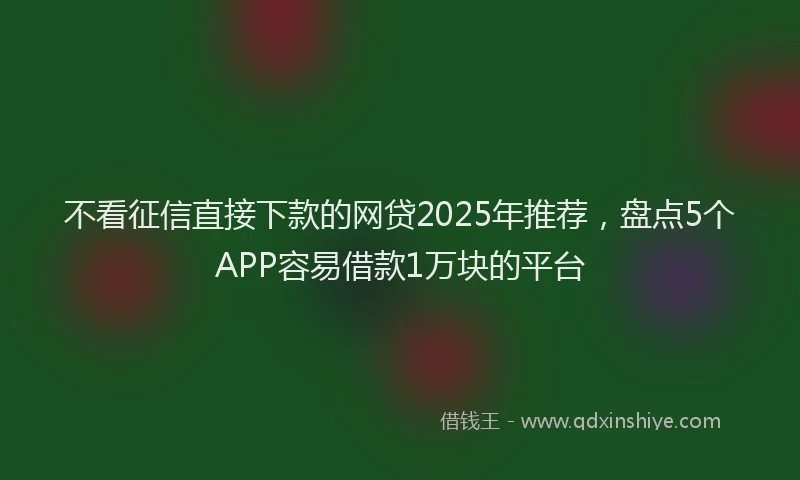 不看征信直接下款的网贷2025年推荐,盘点5个APP容易借款1万块的平台