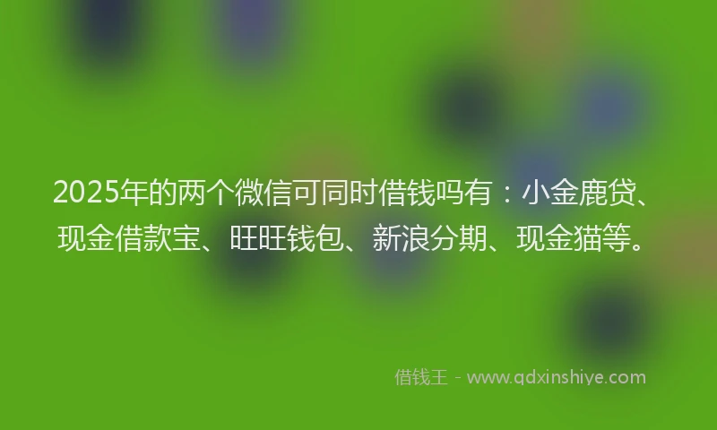 2025年的两个微信可同时借钱吗有：小金鹿贷、现金借款宝、旺旺钱包、新浪分期、现金猫等。