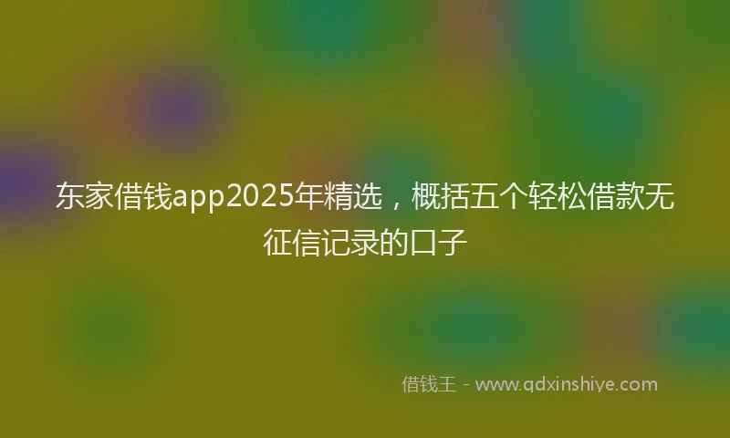 东家借钱app2025年精选，概括五个轻松借款无征信记录的口子