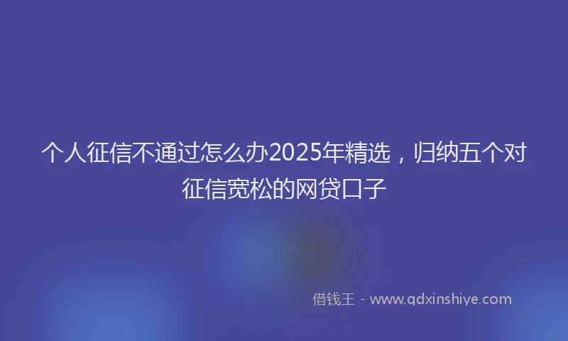 个人征信不通过怎么办2025年精选，归纳五个对征信宽松的网贷口子