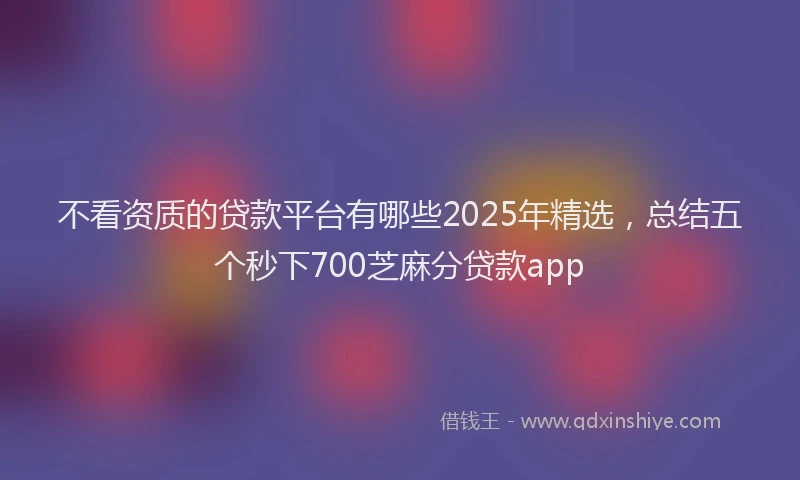 不看资质的贷款平台有哪些2025年精选，总结五个秒下700芝麻分贷款app